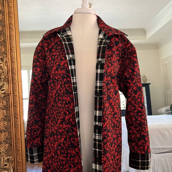 Alice + Olivia Women's White Zazie Plaid Printed Reversible Coat Jacket Size S - Picture 12 of 13